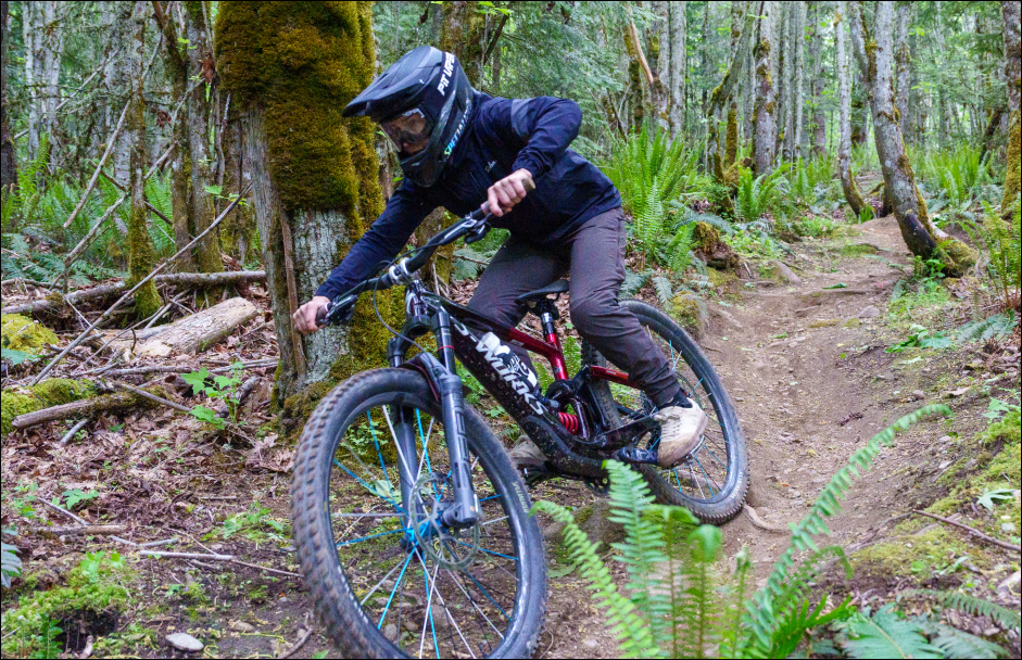 Biker wearing a full-face helmet
