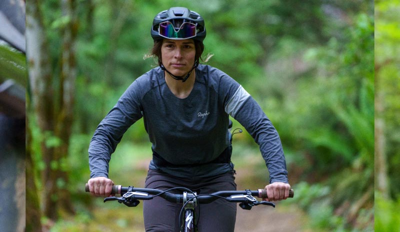 Biker biking towards the camera