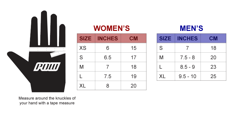 Olympia Gloves Size Chart