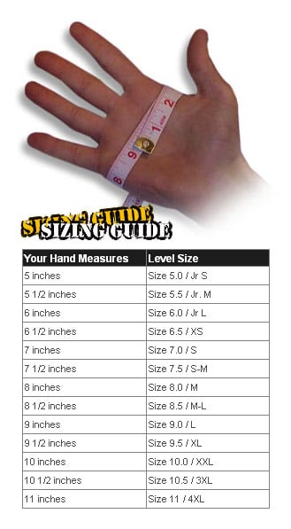Fly Glove Size Chart