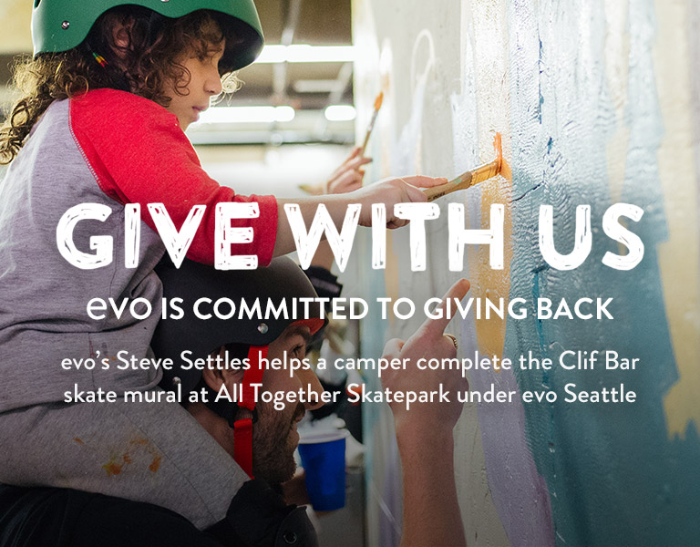 Give With Us. evo Is Commited To Giving Back. Learn More.